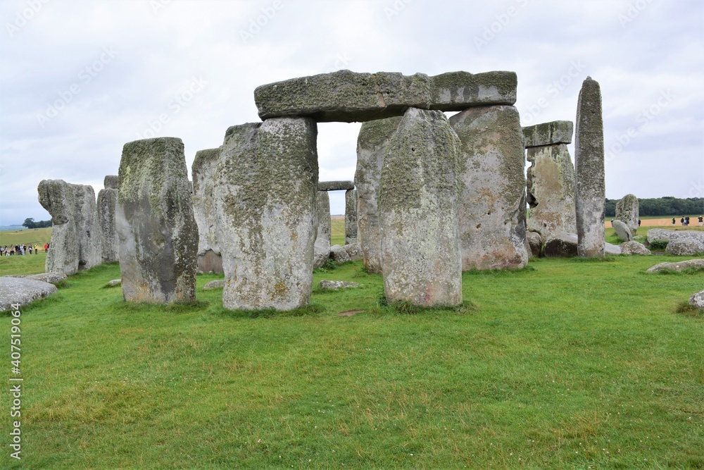 A view of  Stonehenge stones, prehistoric monument in Wiltshire, England, Great Britain.  