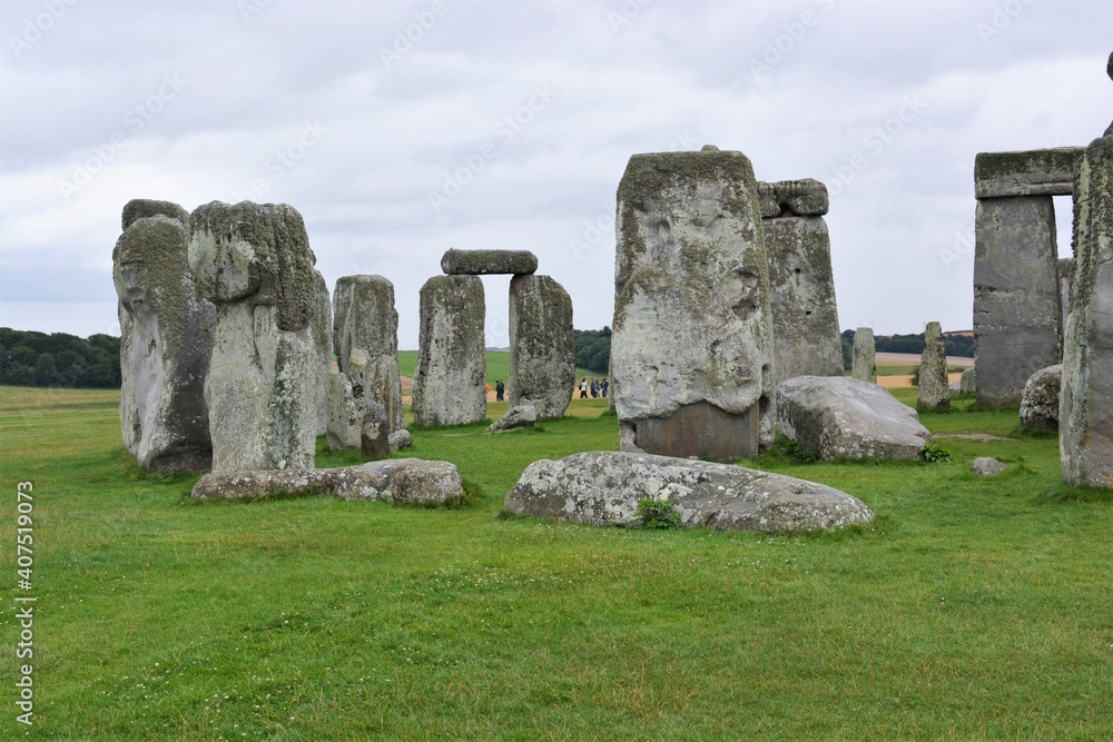 A view of  Stonehenge stones, prehistoric monument in Wiltshire, England, Great Britain.  