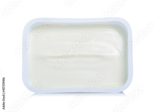 Cream cheese in pack on white background isolation