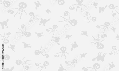  skulls and cats background in gray tones. 