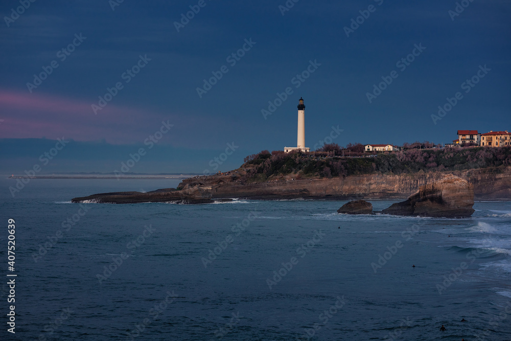 Lighthouse of Biarritz at the evening; Basque Country.
