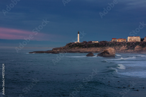 Lighthouse of Biarritz at the evening  Basque Country. © Jorge Argazkiak