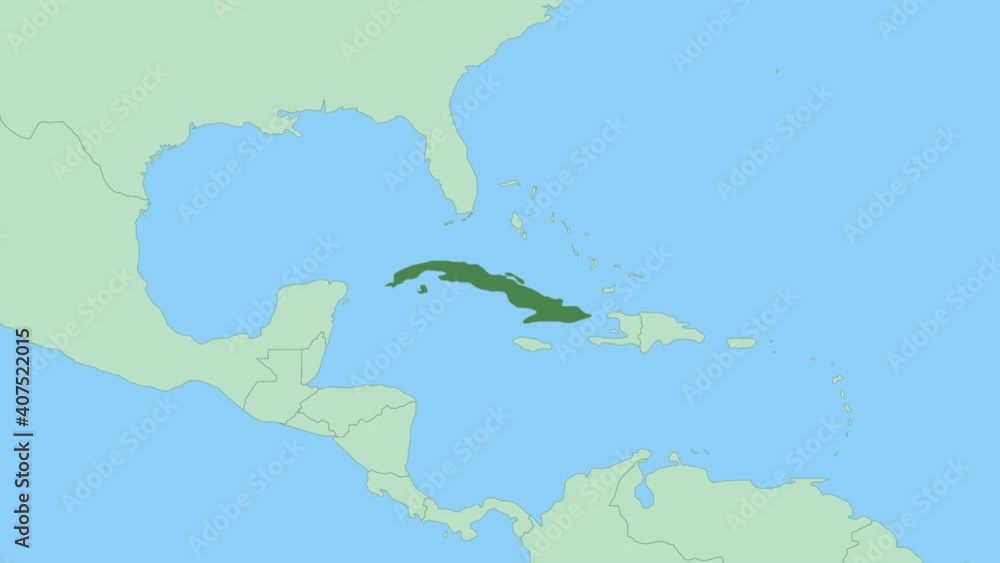 Map of Cuba with pin of country capital. Cuba Map with neighboring countries in green color.
Map of Cuba with pin of country capital. Cuba Map with neighboring countries in green color.
