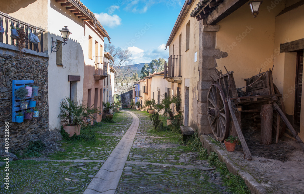 Main street. Granadilla village. Extremadura, Spain