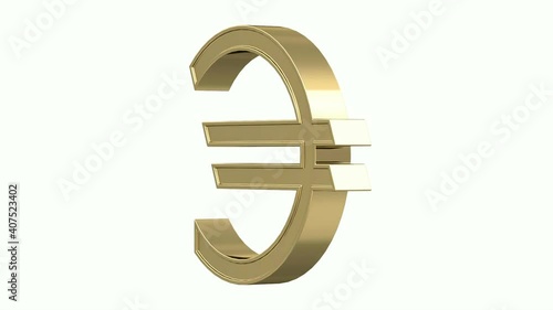 360 video with gold Euro logo on white background. 3D Rendering