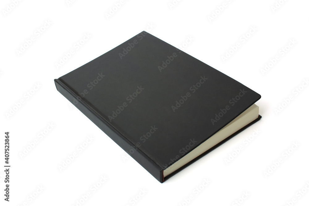 Black notebook paper is in a closed state Black notebook paper is in a closed state