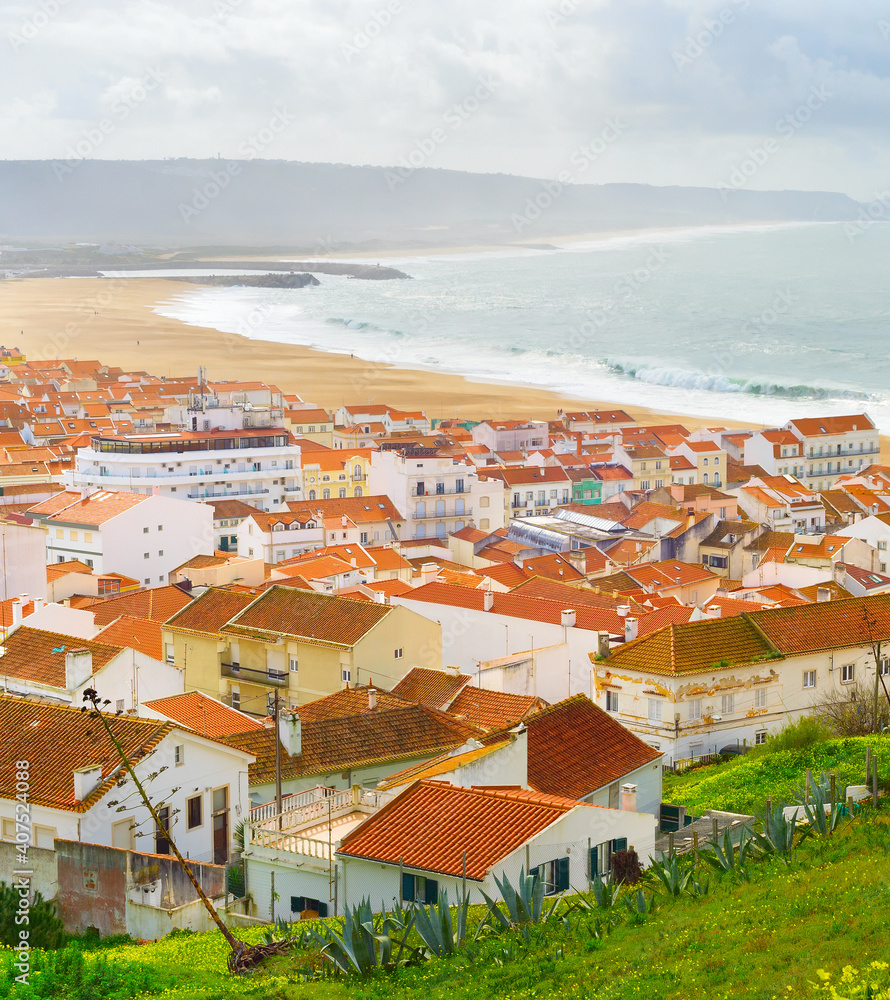 Skyline Nazare surfing ocean Portugal
