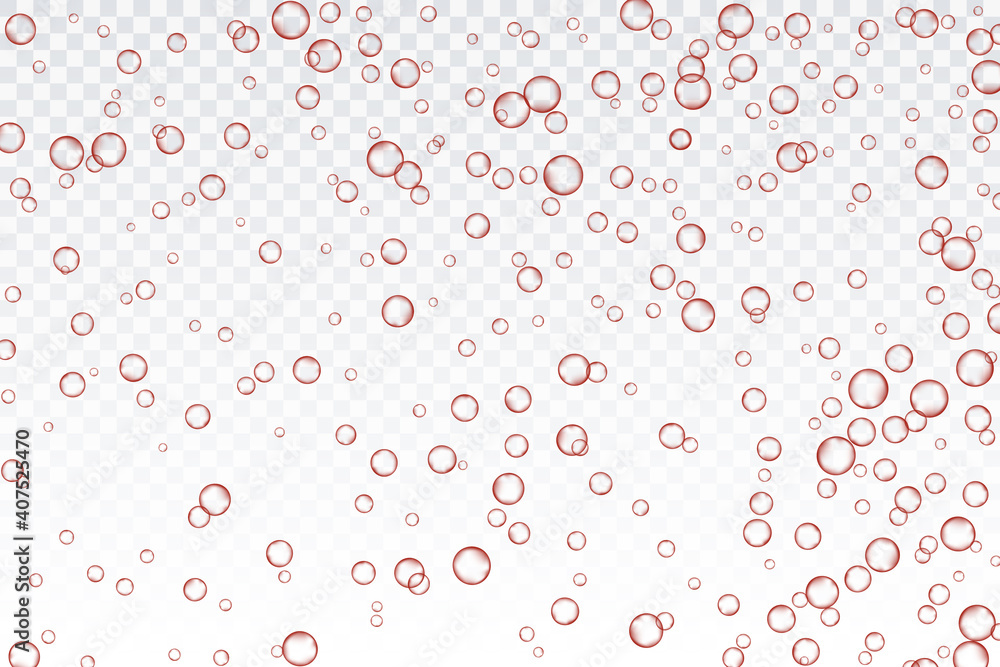 Red air bubbles, oxygen, champagne crystal clear, isolated on a transparent background of modern design. Vector illustration of EPS 10. Red air bubbles, oxygen, champagne crystal clear, isolated on a transparent background of modern design. Vector illustration of EPS 10.