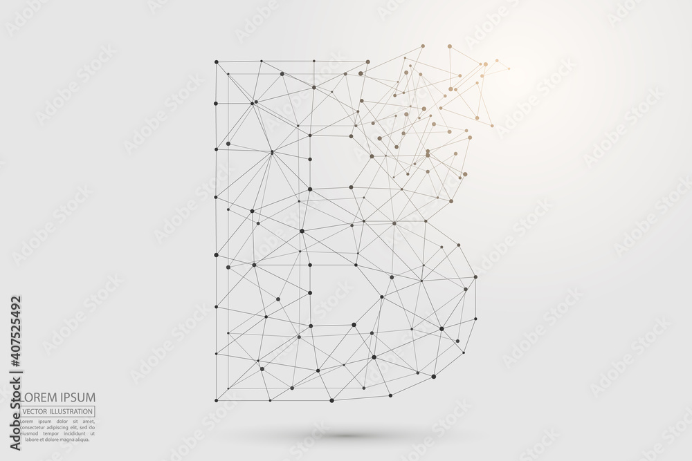 The destruction of the abstract font of English letters is made up of triangles, lines, points and connections. Vector illustration EPS 10. The destruction of the abstract font of English letters is made up of triangles, lines, points and connections. Vector illustration EPS 10.