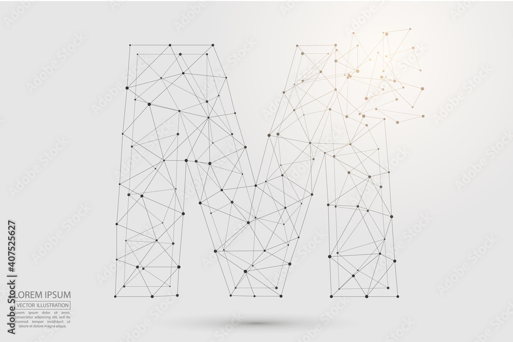 The destruction of the abstract font of English letters is made up of triangles, lines, points and connections. Vector illustration EPS 10. The destruction of the abstract font of English letters is made up of triangles, lines, points and connections. Vector illustration EPS 10.