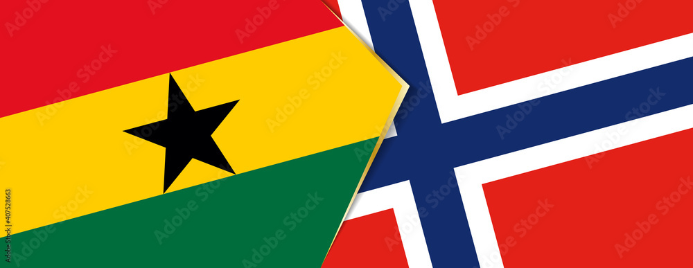 Ghana and Norway flags, two vector flags.