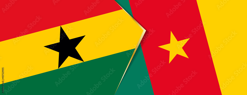 Ghana and Cameroon flags, two vector flags. Ghana and Cameroon flags, two vector flags.