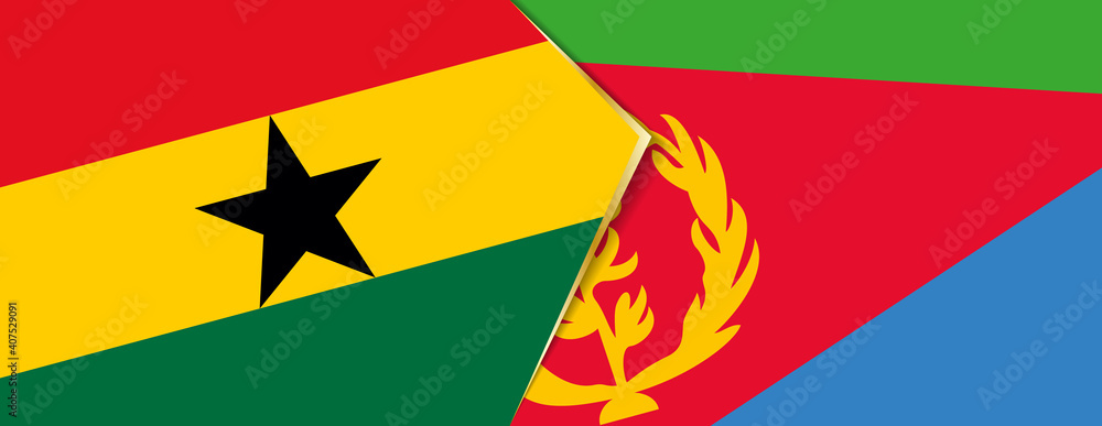 Ghana and Eritrea flags, two vector flags. Ghana and Eritrea flags, two vector flags.