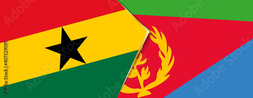 Ghana and Eritrea flags, two vector flags.