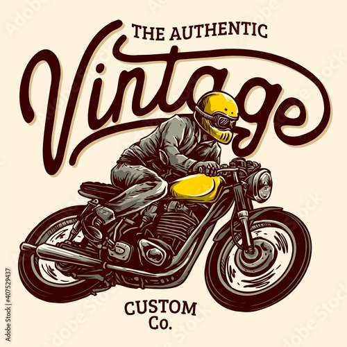 vector of classic custom motorcycle badge