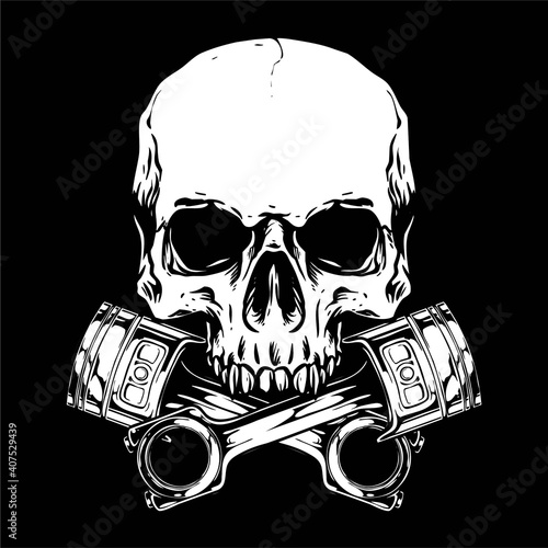 vector of skull with cross pistons