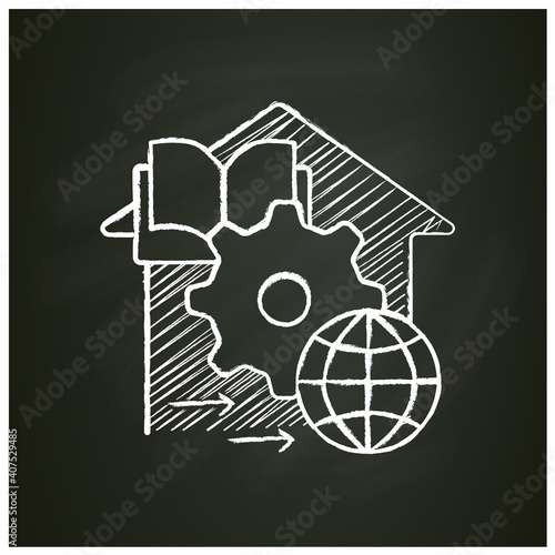 Adapt teaching methods chalk icon. Training process management. Home education concept. Distant remote teaching and homeschooling. Isolated vector illustration on chalkboard