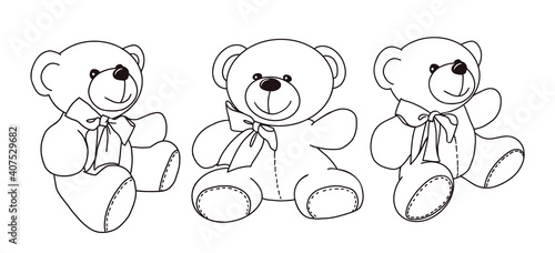 Obraz na plátně Vector hand-drawn illustration of a cute teddy bear in different poses