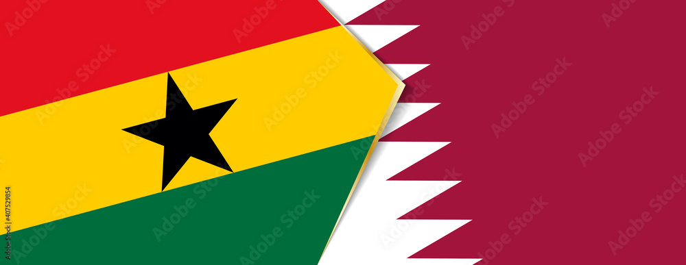 Ghana and Qatar flags, two vector flags. Ghana and Qatar flags, two vector flags.