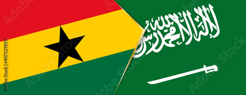 Ghana and Saudi Arabia flags  two vector flags.