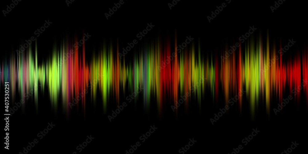Abstract wave lines flowing dynamic in colorful  colors isolated on black background for concept of AI technology, music, sound
