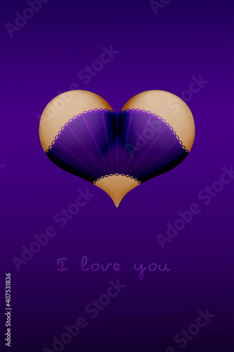 valentine's day heart shaped sexy buttocks in panties bikini underwear lingerie. Sexual attraction concept for valentine's day banner flyer greeting card poster