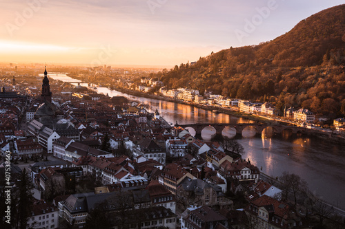 Sunset over the Neckar river, Heidelberg
