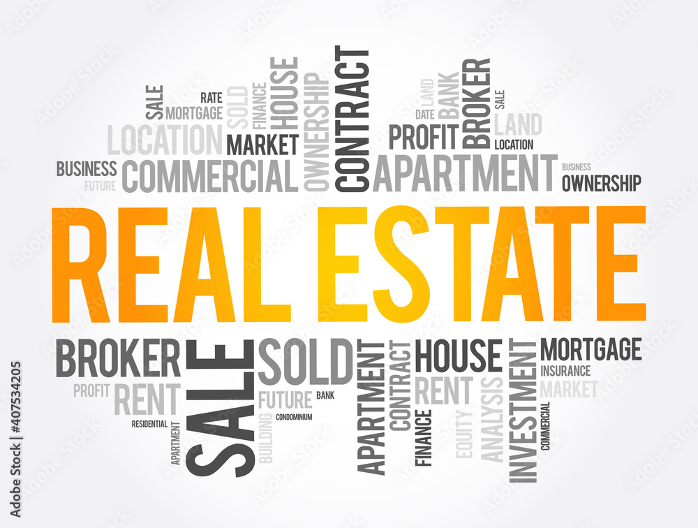 Real Estate word cloud collage, business concept background