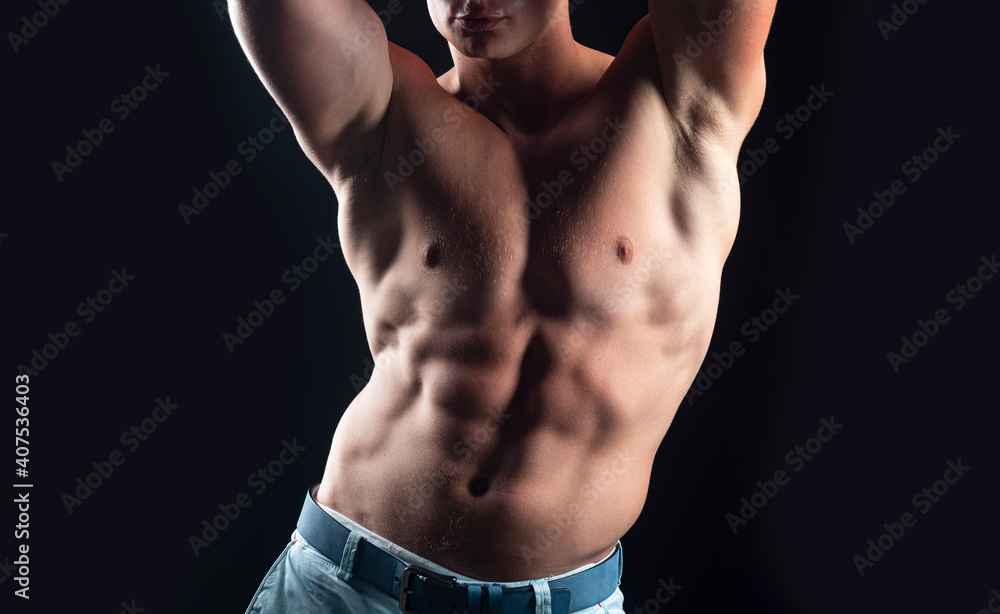 Fototapeta premium Nude man torso. Sexy naked gay. Bare abs guy. Sexual muscular male. Homosexual, pride, lgbtq, lgbt.