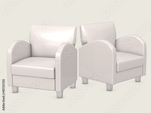 Armchair Low Poly on white background.3D Rendering