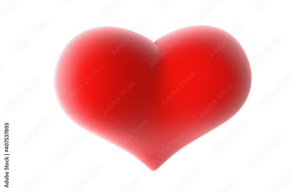 Valentines heart 3D render - -modern concept digital illustration of a soft red heart. Valentines concept illustration