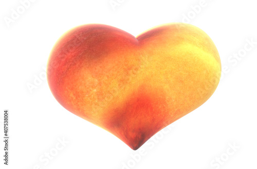 Valentines heart 3D render - -modern concept digital illustration of a peach heart. Valentines concept illustration