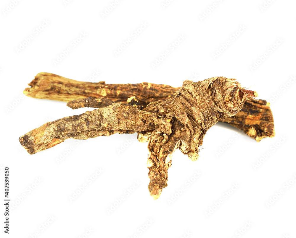 Osha Dried Root. Isolated on White Background. Osha Dried Root. Isolated on White Background.