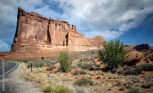 Dazzling Arches National Park in the summertime with sandstone formations on a partly cloudy day in Utah © Marc Sanchez