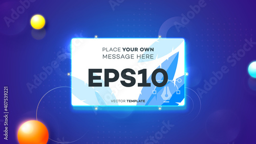 Vector abstract screen with neon backlight on blue background