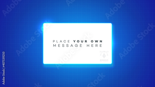 Vector abstract screen with neon backlight on blue background