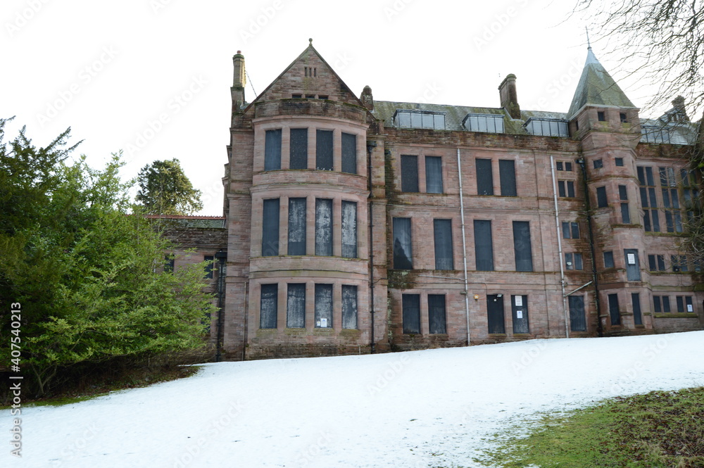 Mount Melville, former mansion, and abandoned maternity hospital, Craigtoun, St Andrews, Fife, in good condition for redeveloping as hotel