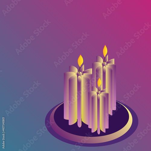 candles in gentle colors with a gradient. Vector