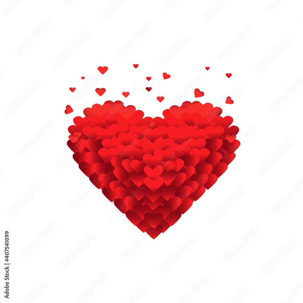 voluminous heart, consisting of small hearts. Valentine's Day. vector heart