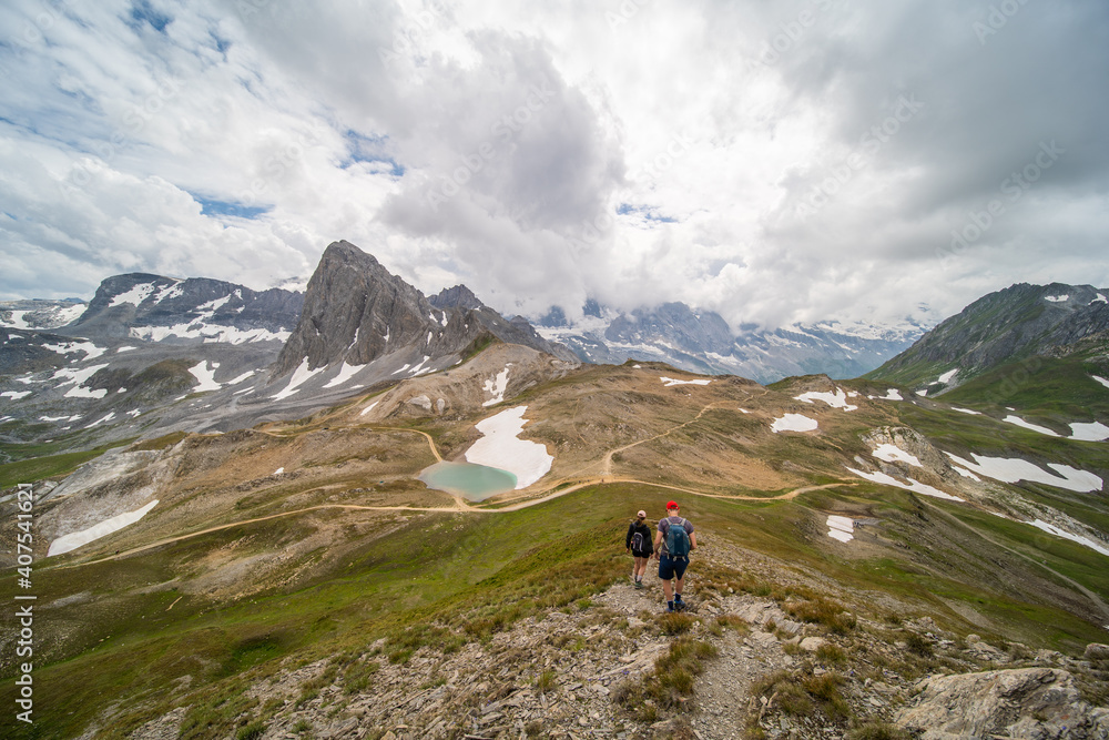 une randonnée avec Vue sur le Col du Palet, Vanoise, Alpes, France