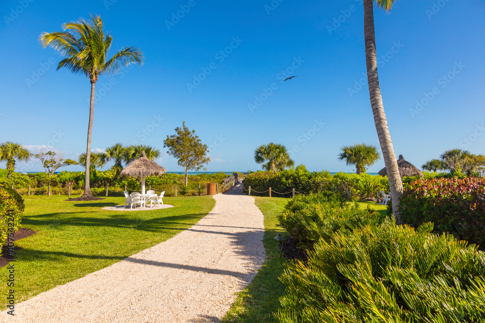 Way to the beach through park and green stuff