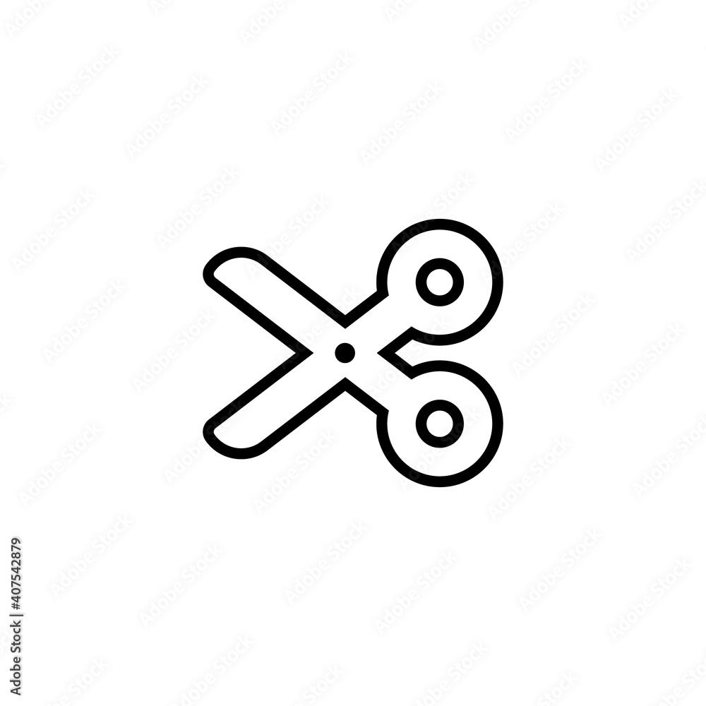 Scissor linear vector icon. Scissors cutting.