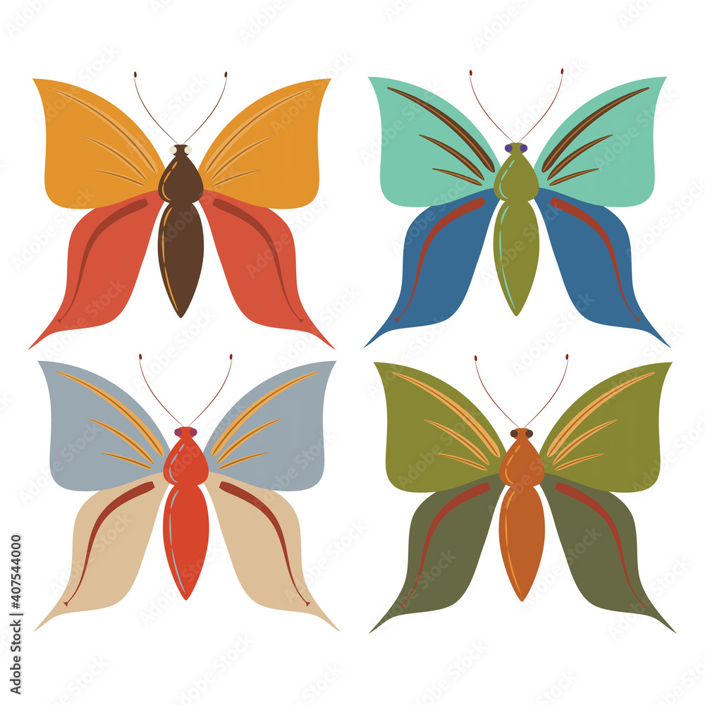 set of butterflies set of butterflies