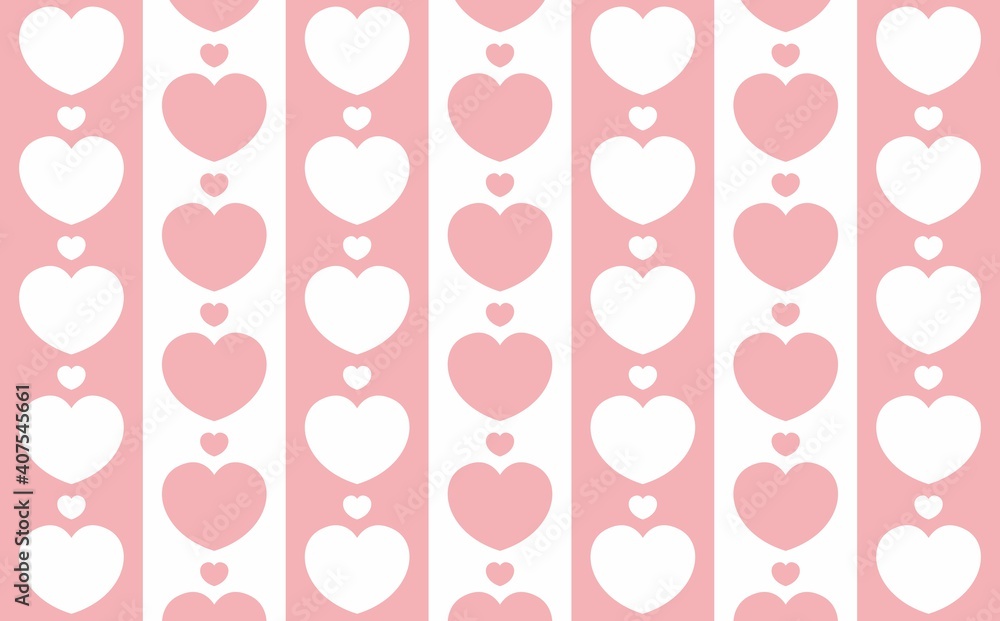 Endless seamless Rows pattern with hearts different sizes and colors. Pink and white vector hearts. Wallpaper for wrapping paper Endless seamless Rows pattern with hearts different sizes and colors. Pink and white vector hearts. Wallpaper for wrapping paper