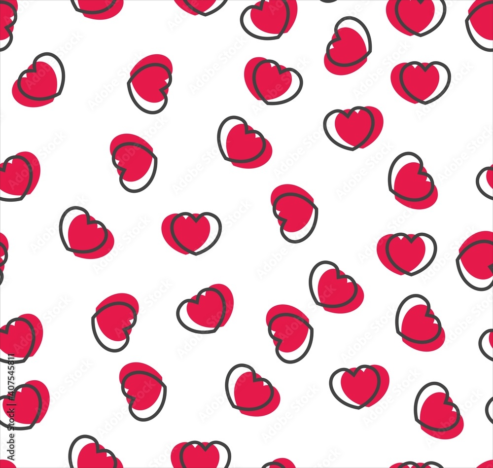 Endless seamless pattern of hearts of different directions. Pink red vector hearts. Wallpaper for wrapping paper. Background for Valentine's Day Endless seamless pattern of hearts of different directions. Pink red vector hearts. Wallpaper for wrapping paper. Background for Valentine's Day