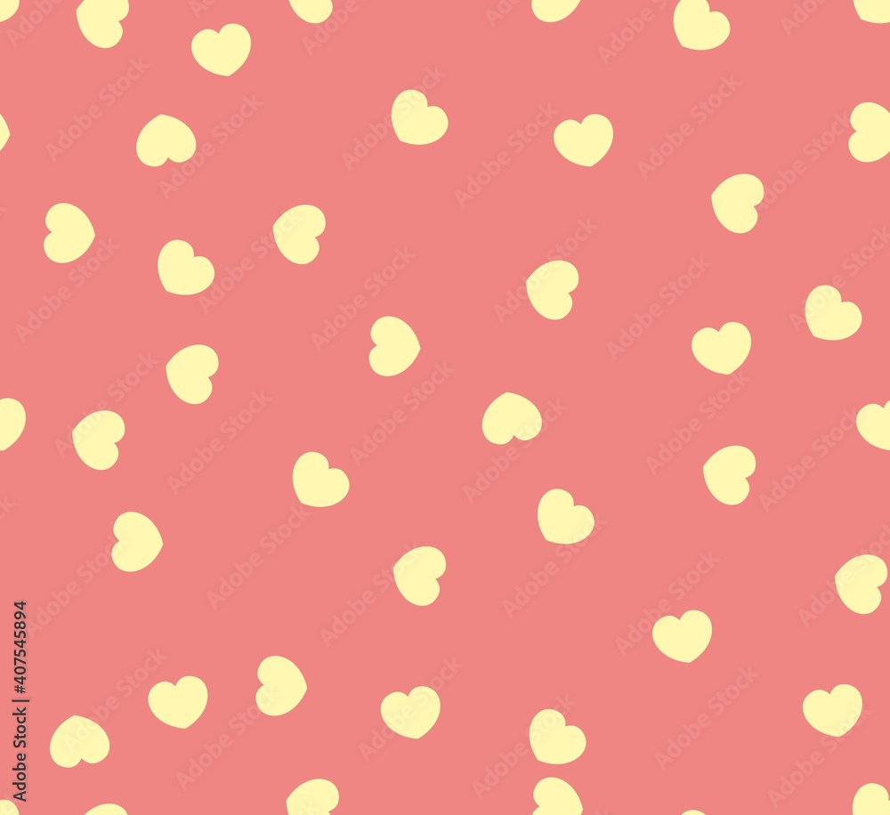 Endless seamless pattern of hearts of different directions. Yellow vector hearts on pink. Wallpaper for wrapping paper. Background for Valentine's Day Endless seamless pattern of hearts of different directions. Yellow vector hearts on pink. Wallpaper for wrapping paper. Background for Valentine's Day