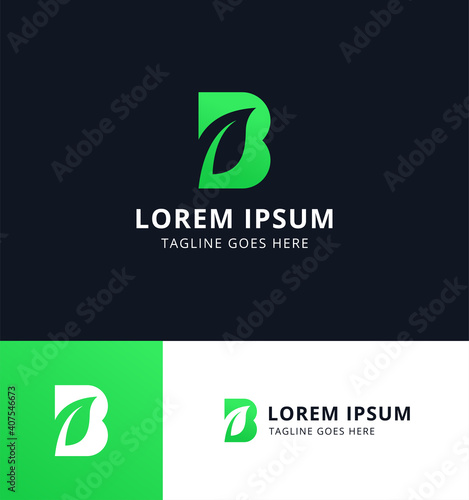 Modern leaf letter b logo design. Icon template for brand with simple style and memorable shape.