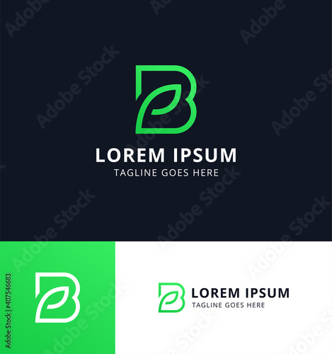 Leaf letter b logo design. Icon template for brand with simple style and memorable shape.