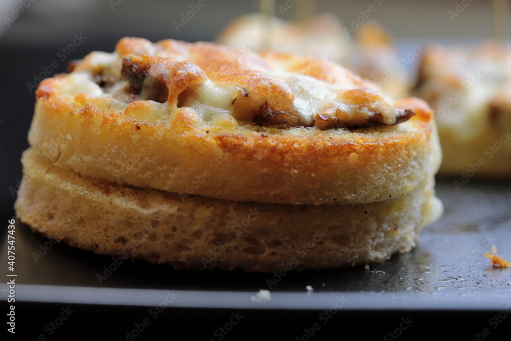 A platter of Cheesy Mushroom croustades or Cheesy Mushroom Discs A platter of Cheesy Mushroom croustades or Cheesy Mushroom Discs