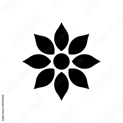 Flower icon. Black silhouette. Vector flat graphic illustration. The isolated object on a white background. Isolate.